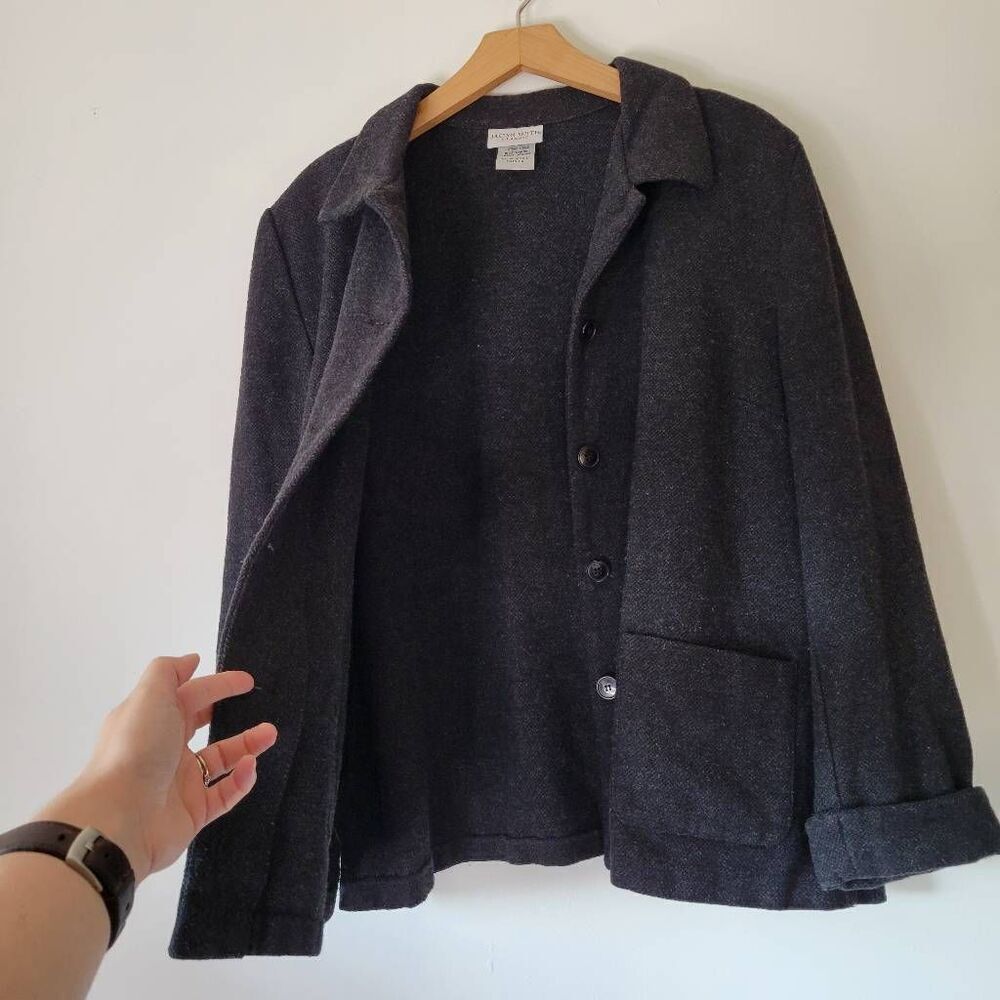 Jaclyn Smith Classic Wool Blend Jacket Coat Women’s Large Charcoal Button Front - Picture 6 of 8
